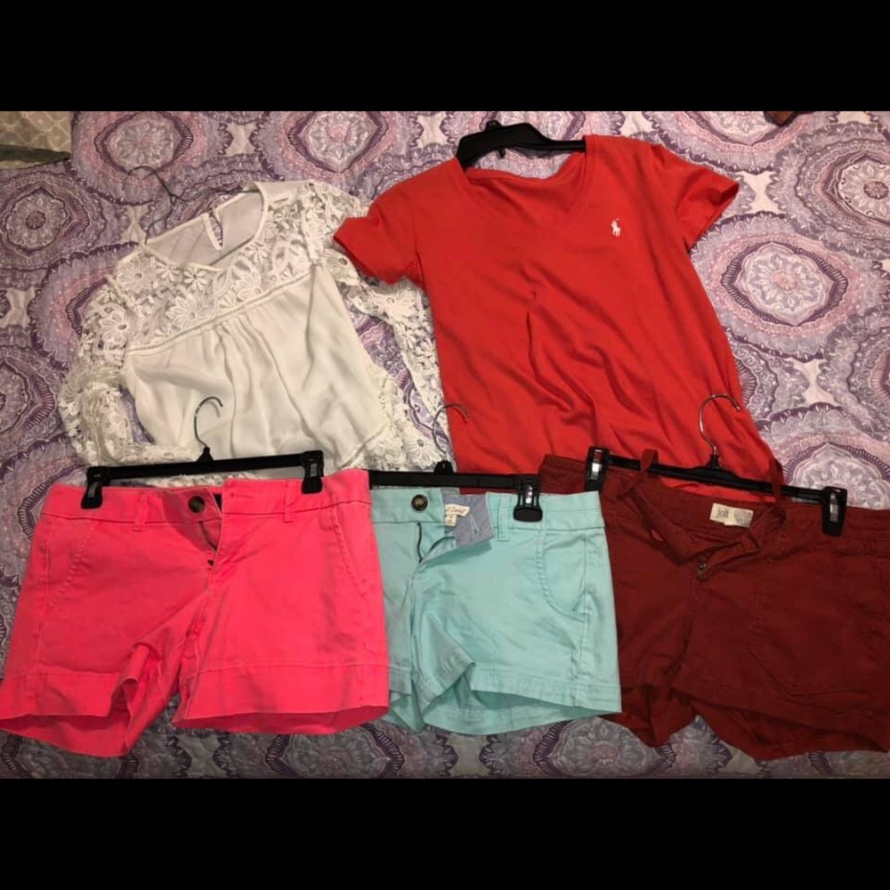 Name brand/boutique clothes. Shirts and shorts